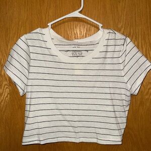 Aeropostale White and Black Striped Crop Top